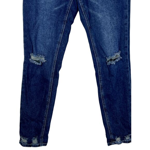 BP. Medium Wash Blue Distressed Straight Leg Button Denim Casual Jeans Size 27 - Picture 3 of 9